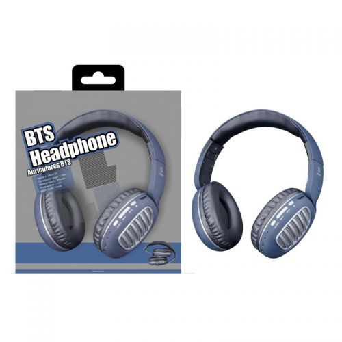 Casco auricular inalambrico con microfono Bluetooth (AZUL-PLATA)